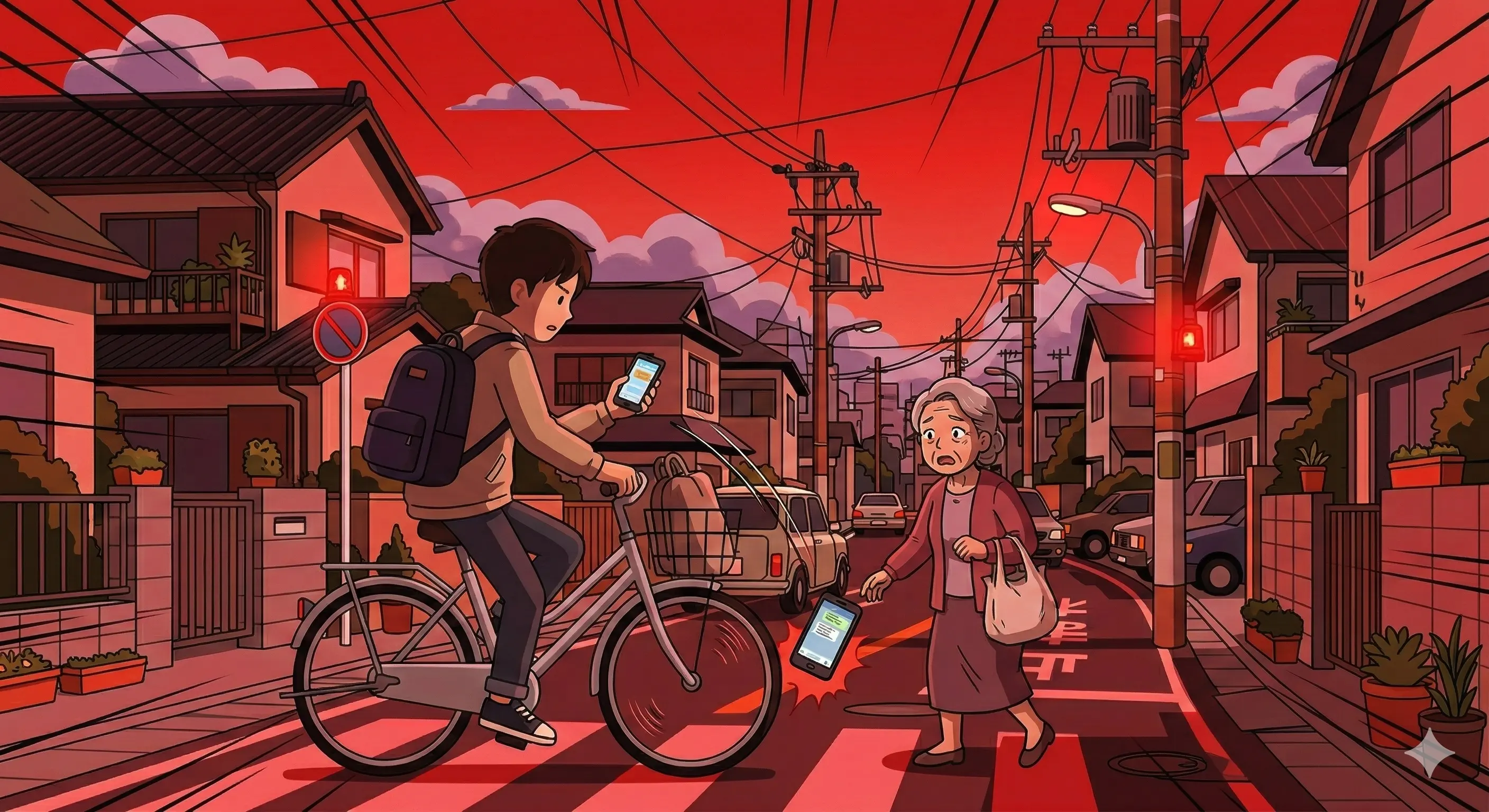 ながらスマホで事故を起こすと赤切符！青切符では済まないケースとは