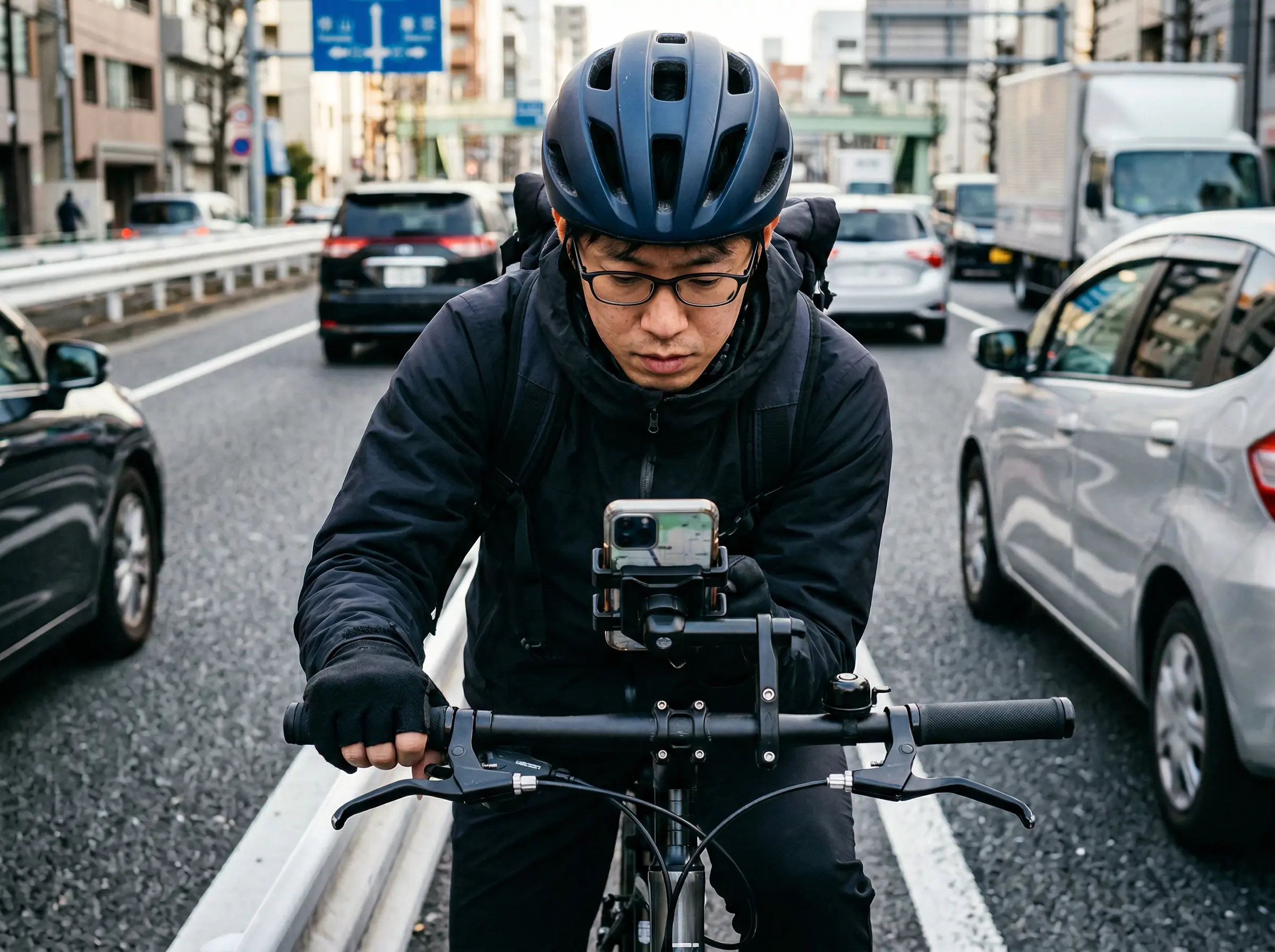 スマホホルダーに固定しても画面注視は違反！自転車のスマホ使用ルール