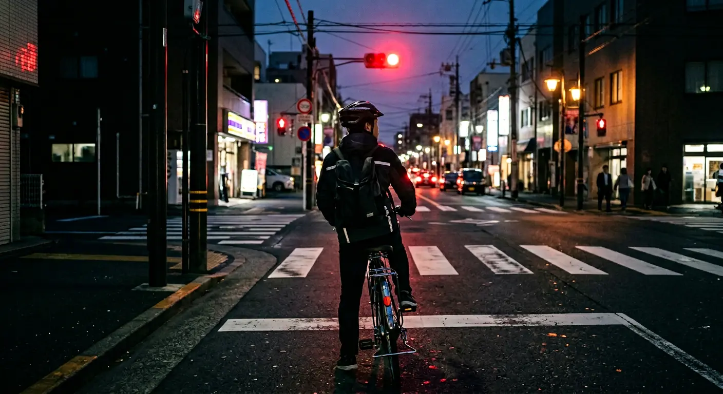 赤色点滅信号では一時停止が必須！自転車も例外なし