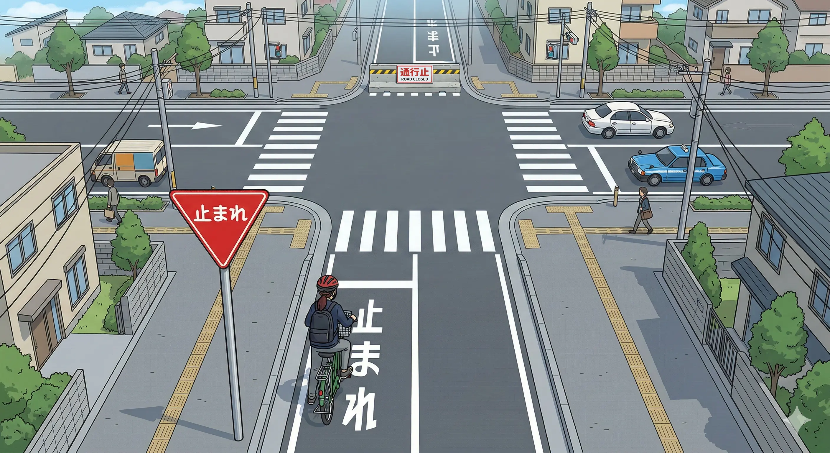 T字路で「止まれ」の標識は直進側にはないが、自分の方向にだけある。止まるべき？｜反則金5,000円