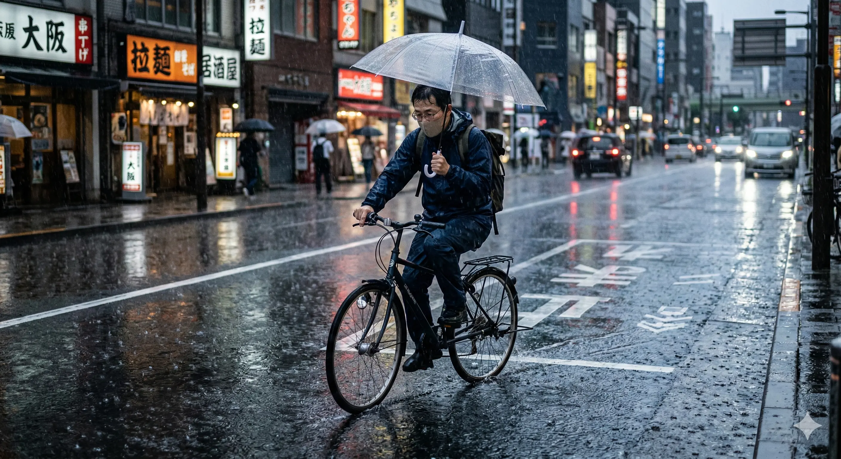 雨の日に傘をさしながら自転車に乗ると？｜反則金5,000円