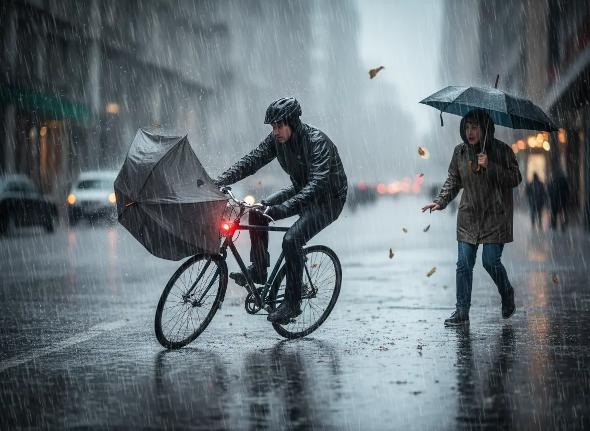 強風の日に傘差し運転。風にあおられて転倒し歩行者にケガをさせた場合は？｜反則金5,000円