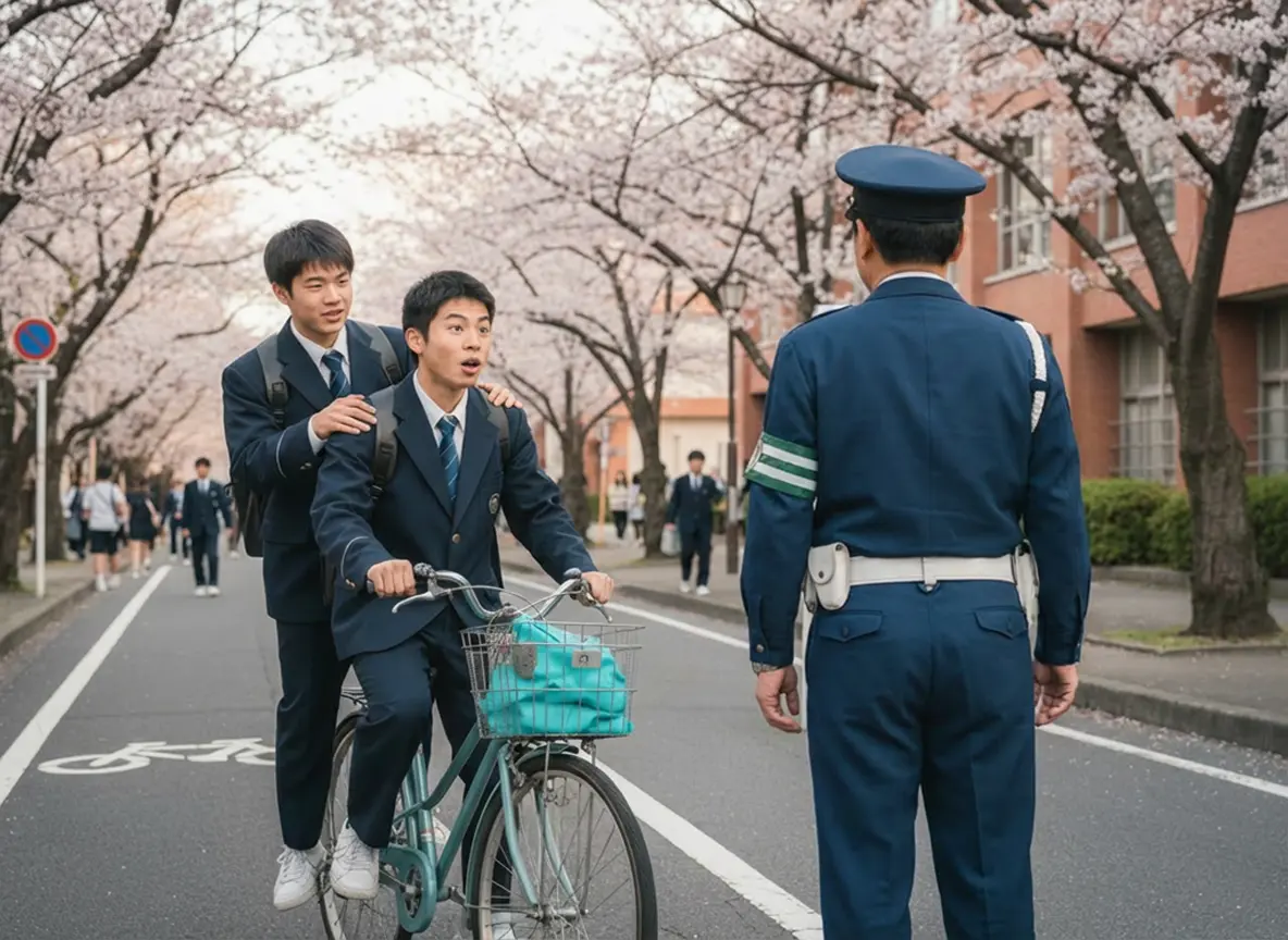 高校生が友人を荷台に乗せて走行。もし16歳以上なら？｜反則金3,000円