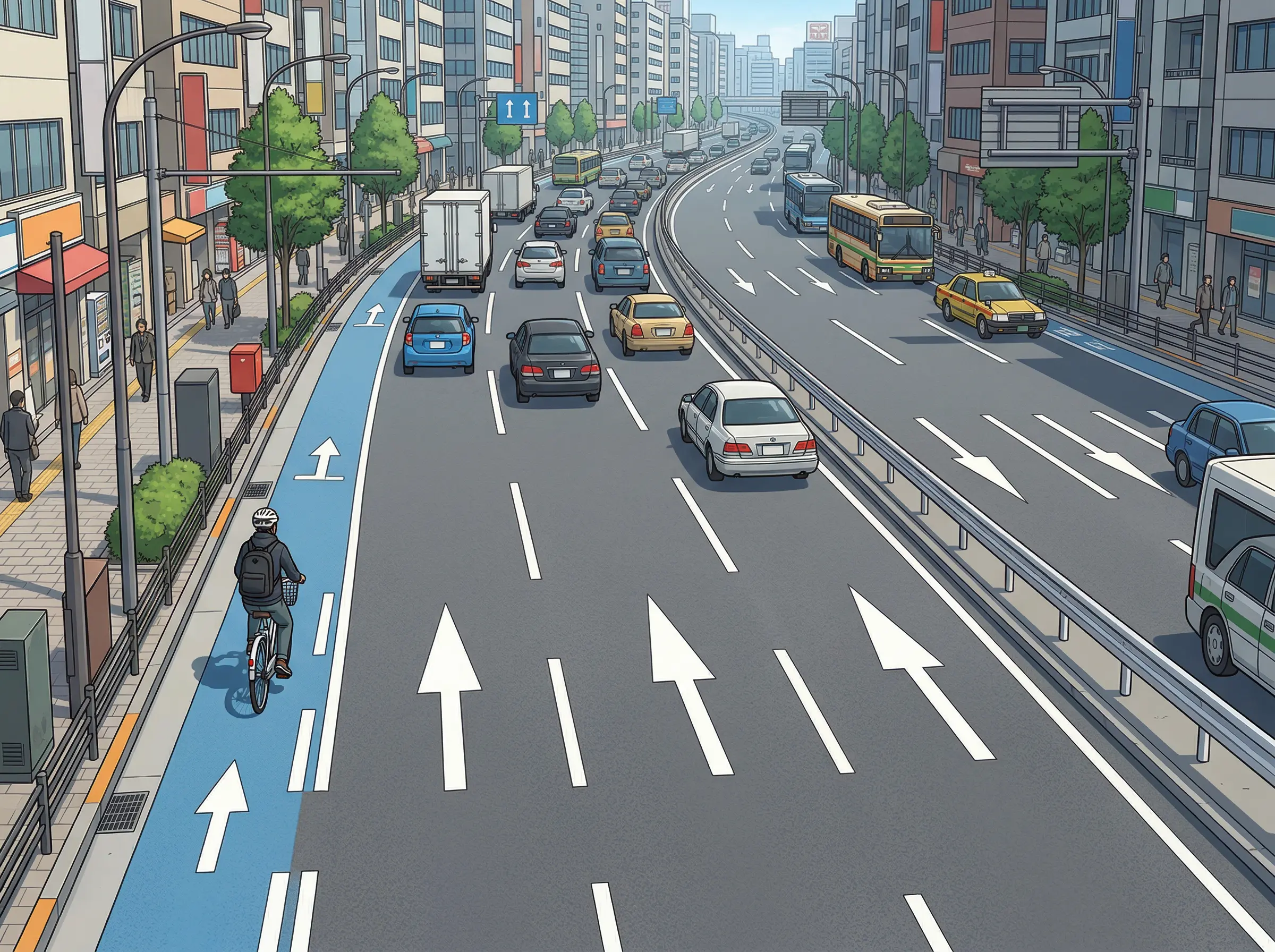 自転車で車道を走るとき、車の流れと同じ方向に走る？｜反則金6,000円