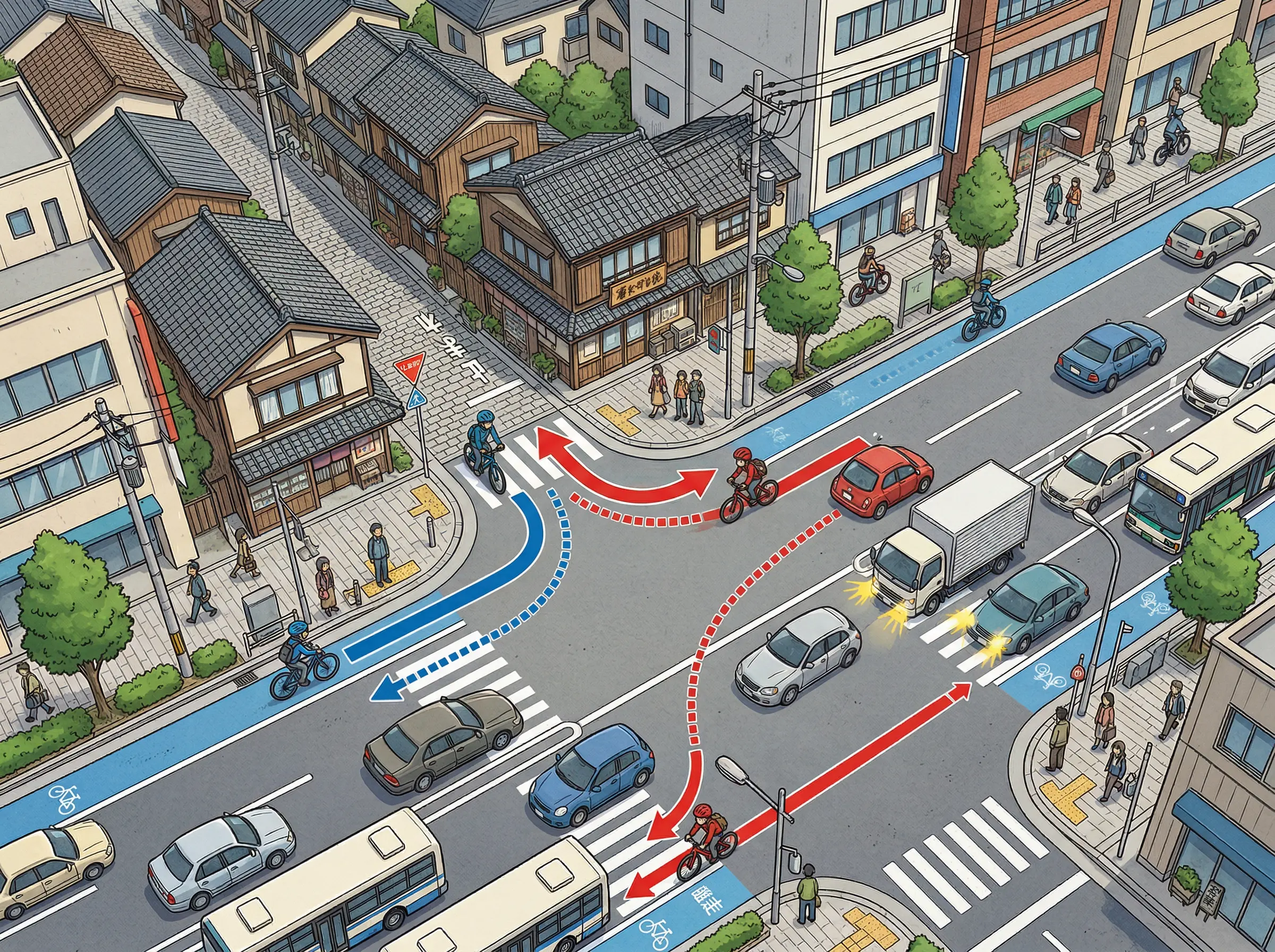 路地から大通りに出るとき、右側通行で合流するのは？｜反則金6,000円