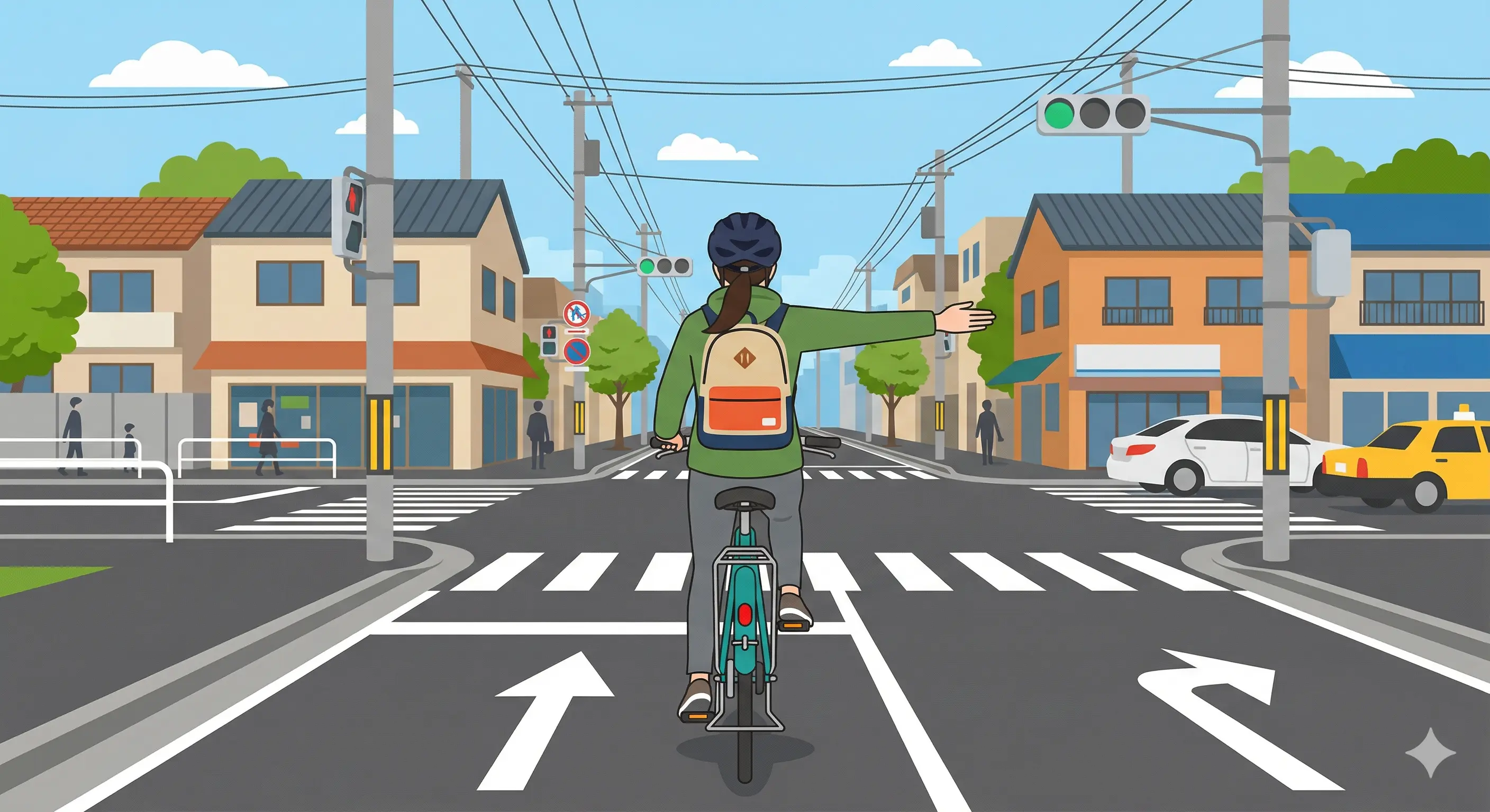 自転車で右折するときの手信号は？右手を水平に伸ばす正しいやり方