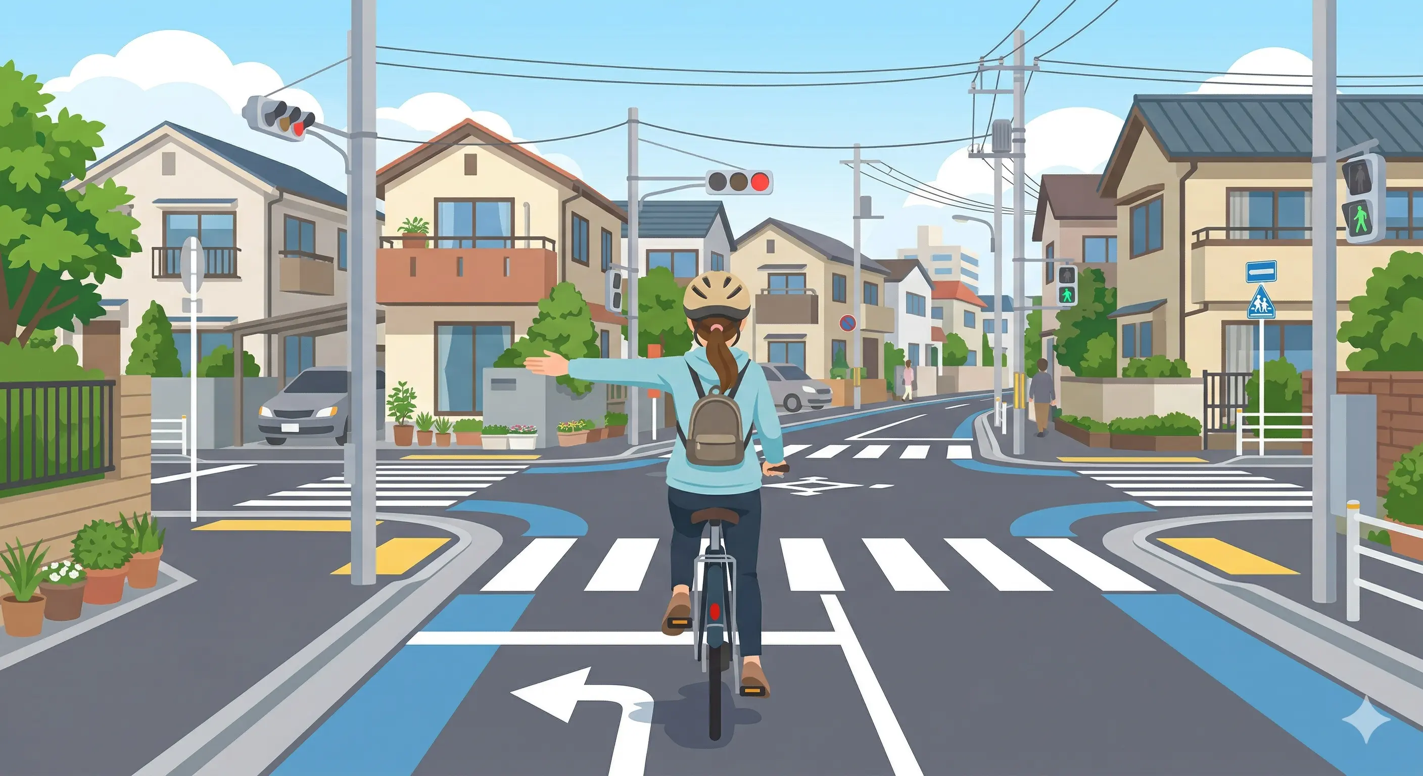 自転車で左折するときの手信号は？左手を水平に伸ばす正しいやり方