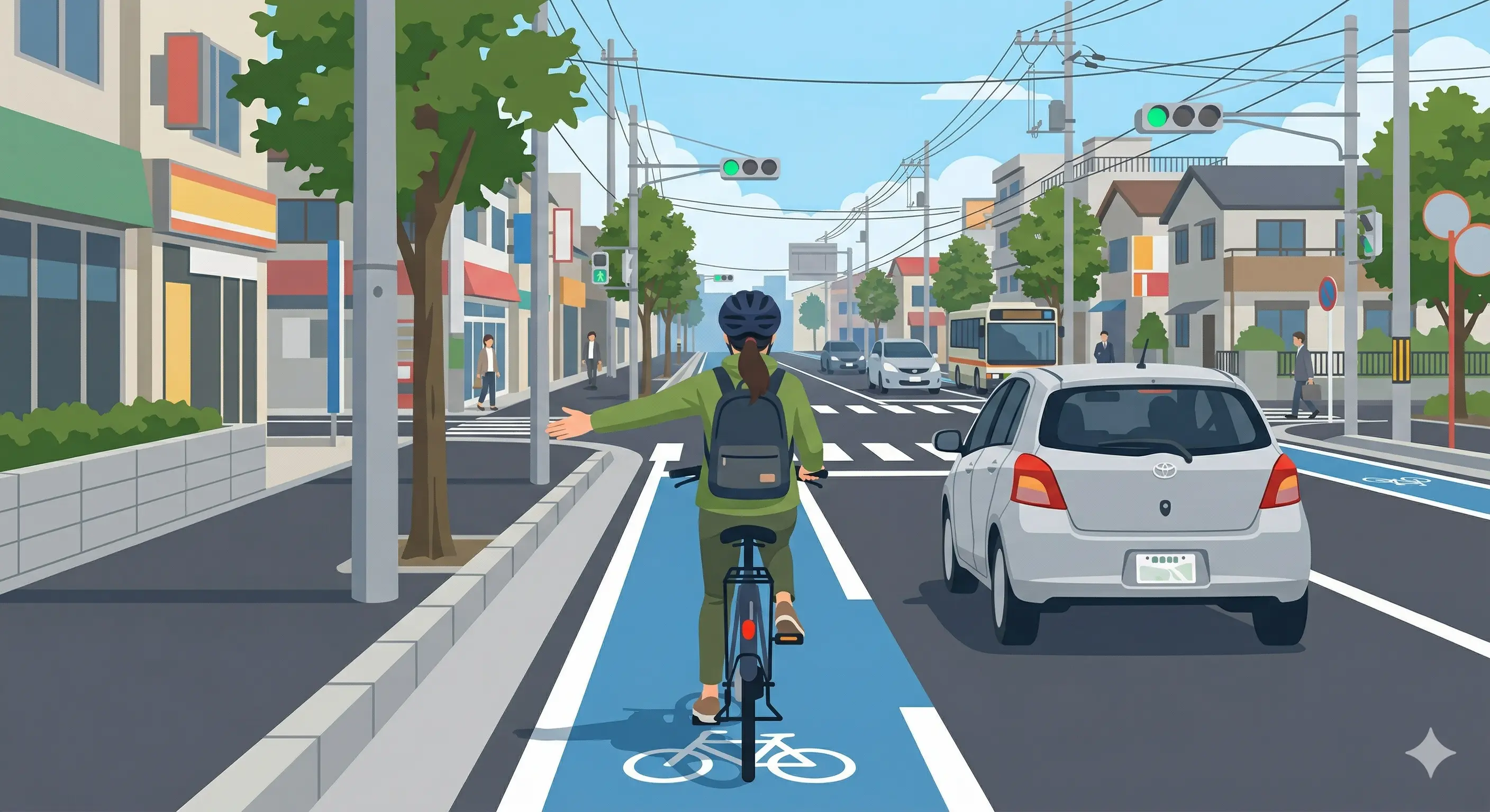 自転車の停止・減速の手信号は？左手を下に伸ばすサインの正しいやり方