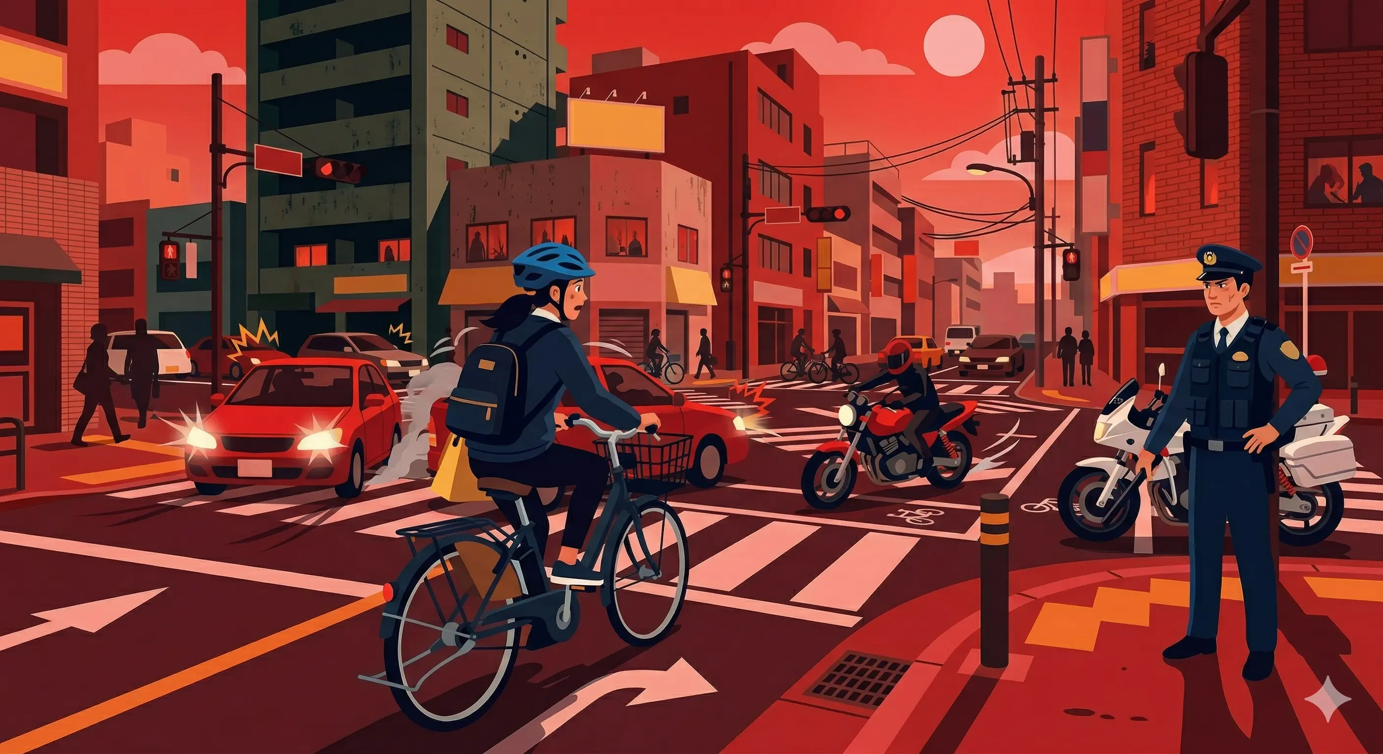 手信号なしで右折したら合図不履行違反！自転車も取り締まりの対象